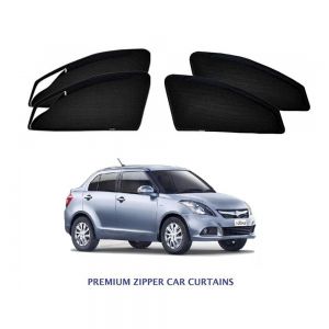 Premium Magnetic Curtain with Zipper for Dzire - Black